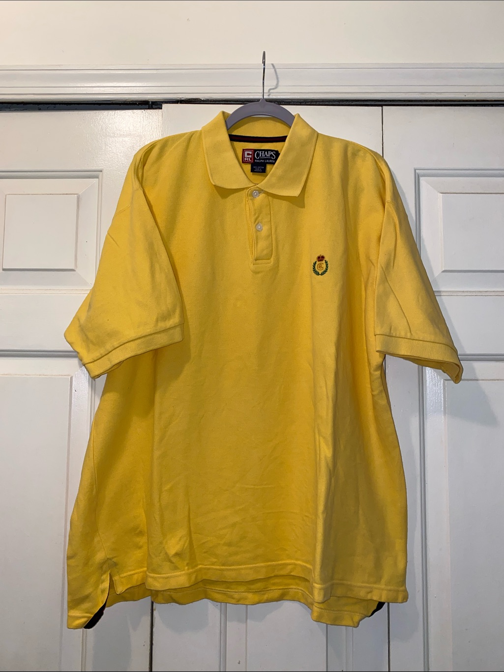 Chaps Men's Yellow Polo With Embroidered Crest